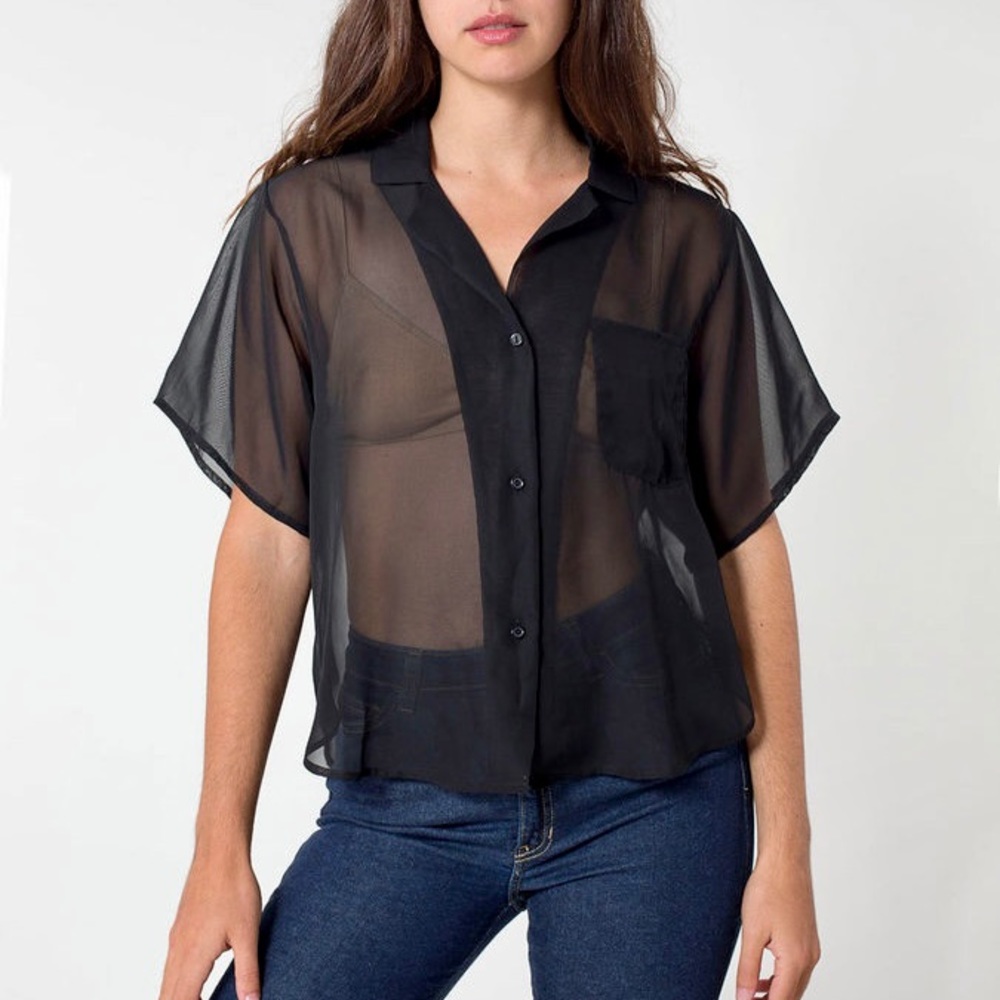 American Apparel Boxy Chiffon Blouse